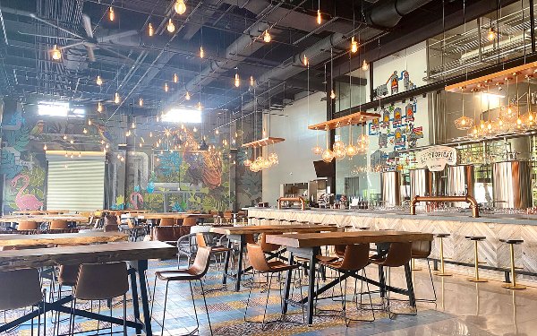 Interior of Cerveceria La Tropical brewery 